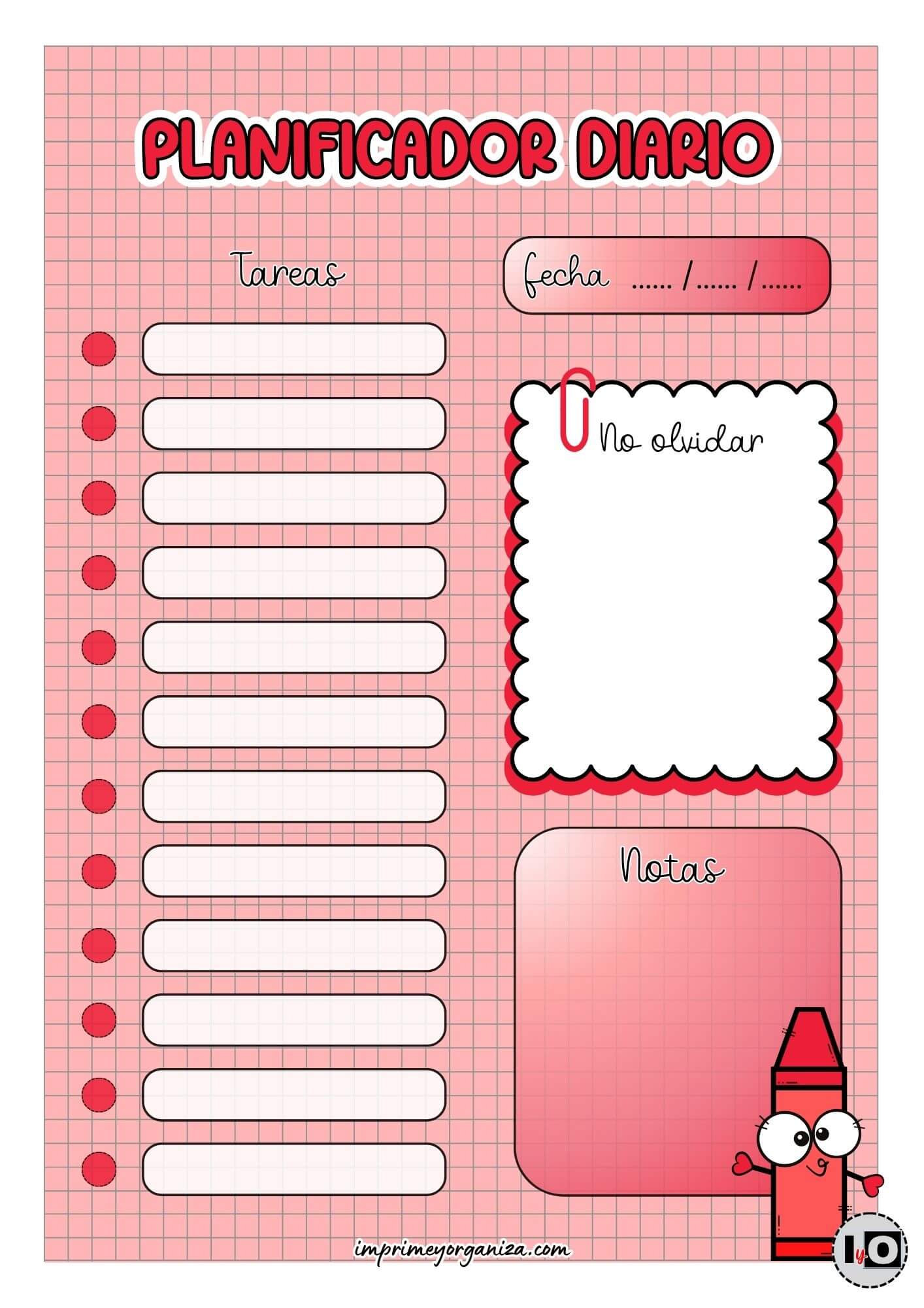 Planificador Diario Crayola Rojo