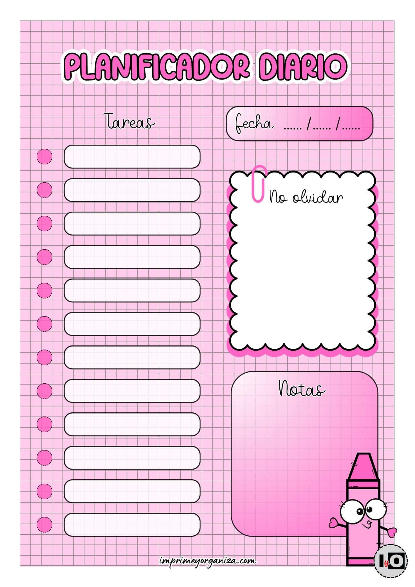 Planificador Diario Crayola Rosa