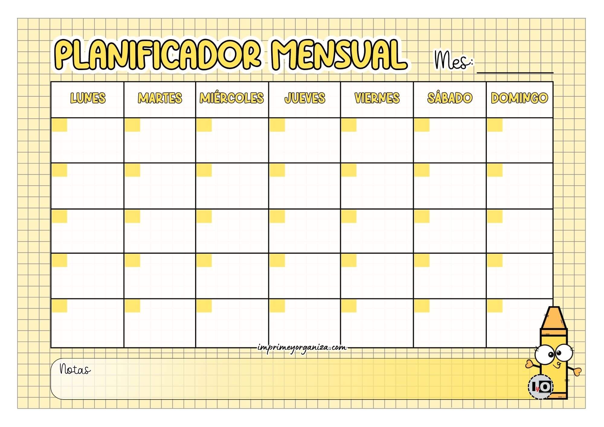 Planificador Mensual Crayola Amarillo