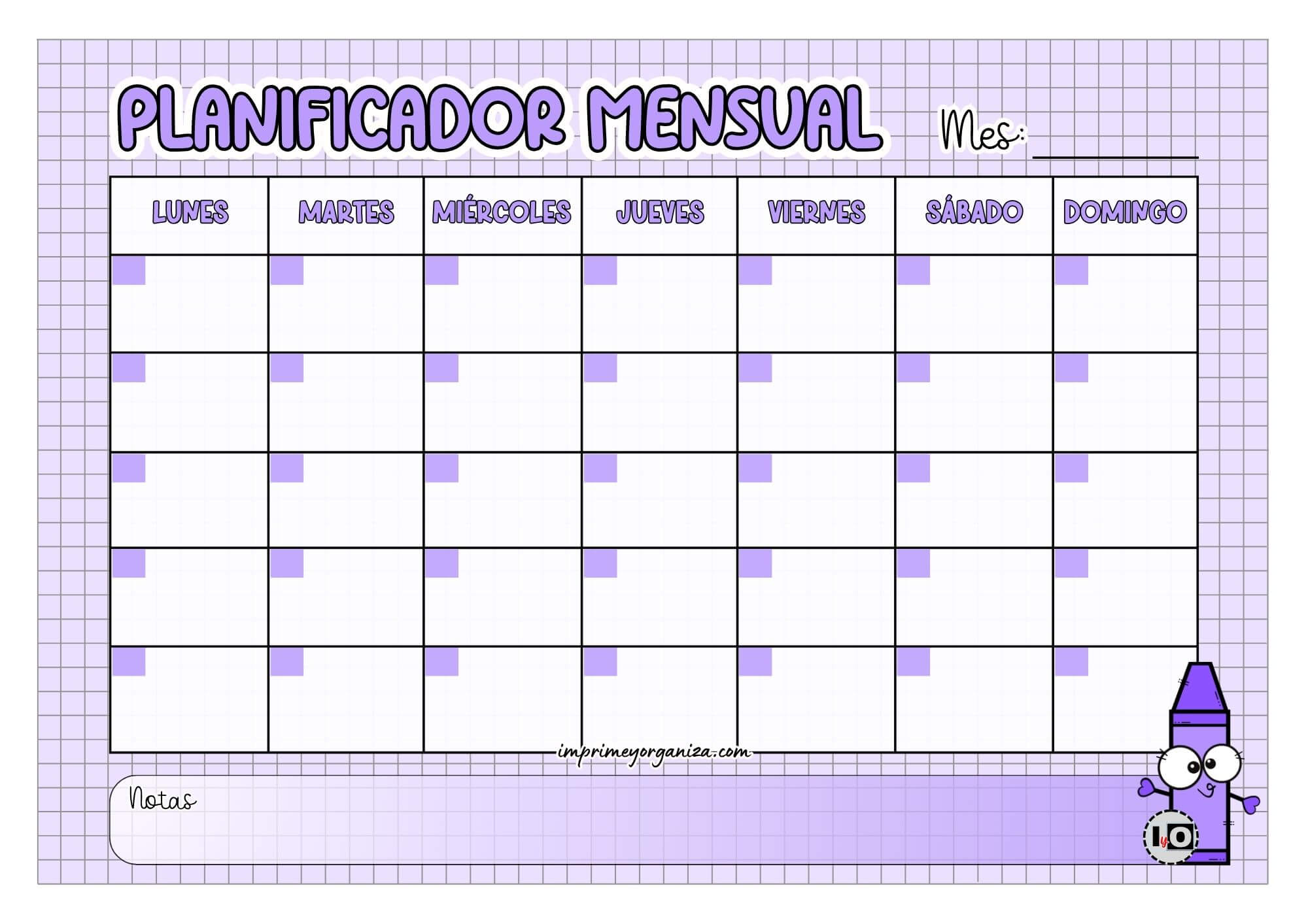 Planificador Mensual Crayola Lila