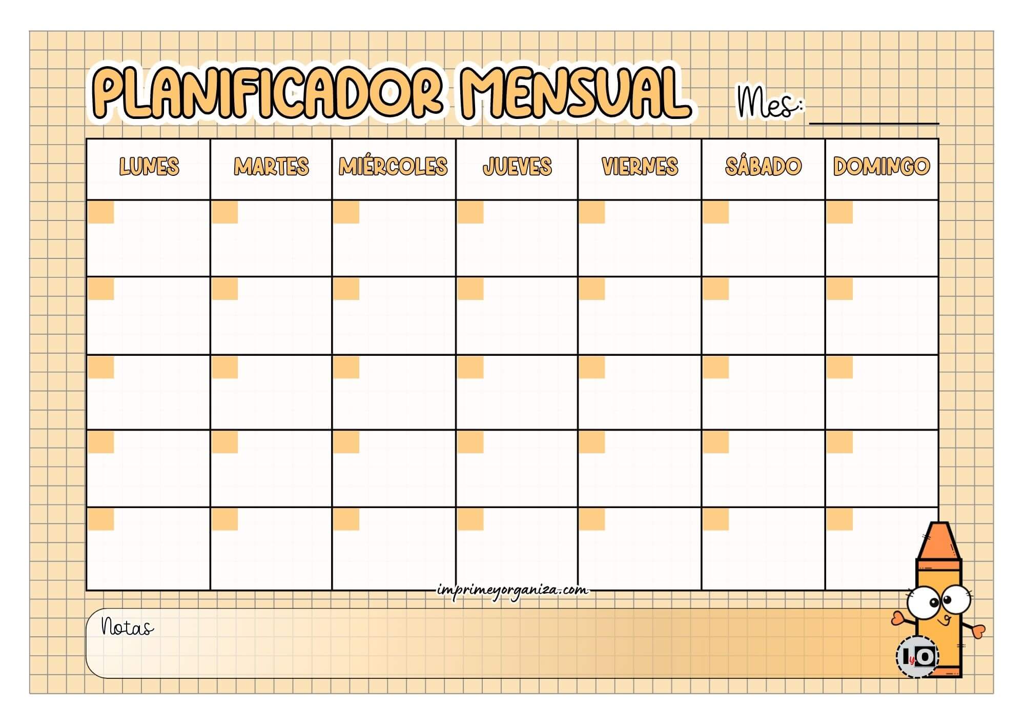 Planificador Mensual Crayola Naranja