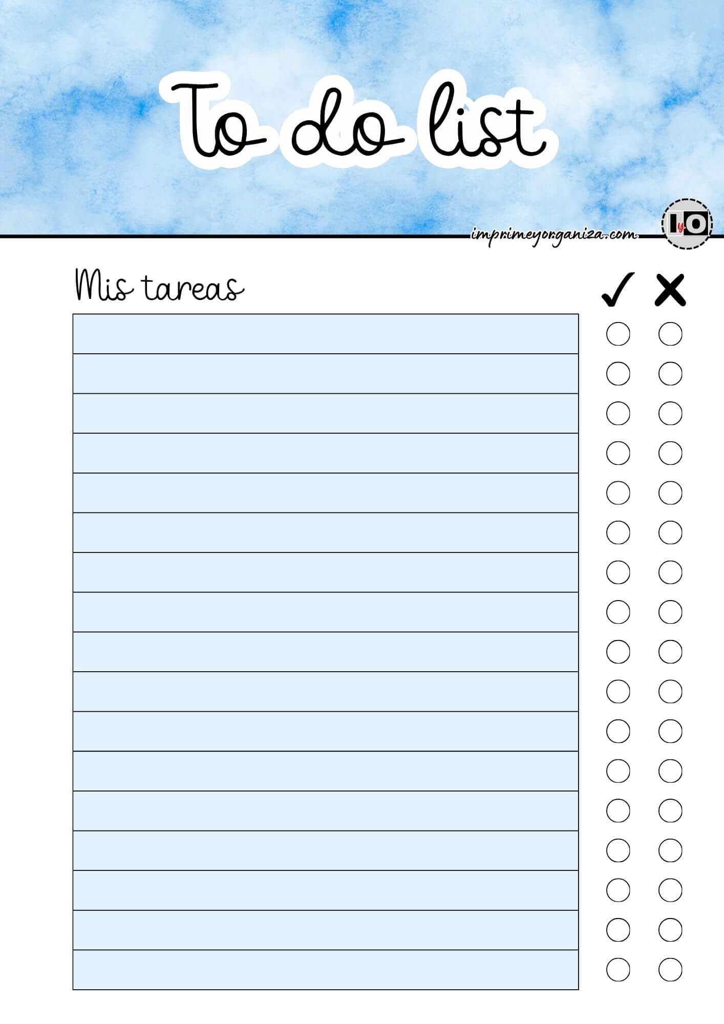 To do list acuarela azul