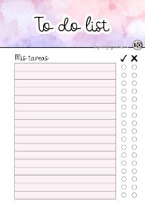 To do list acuarela rosa-lila