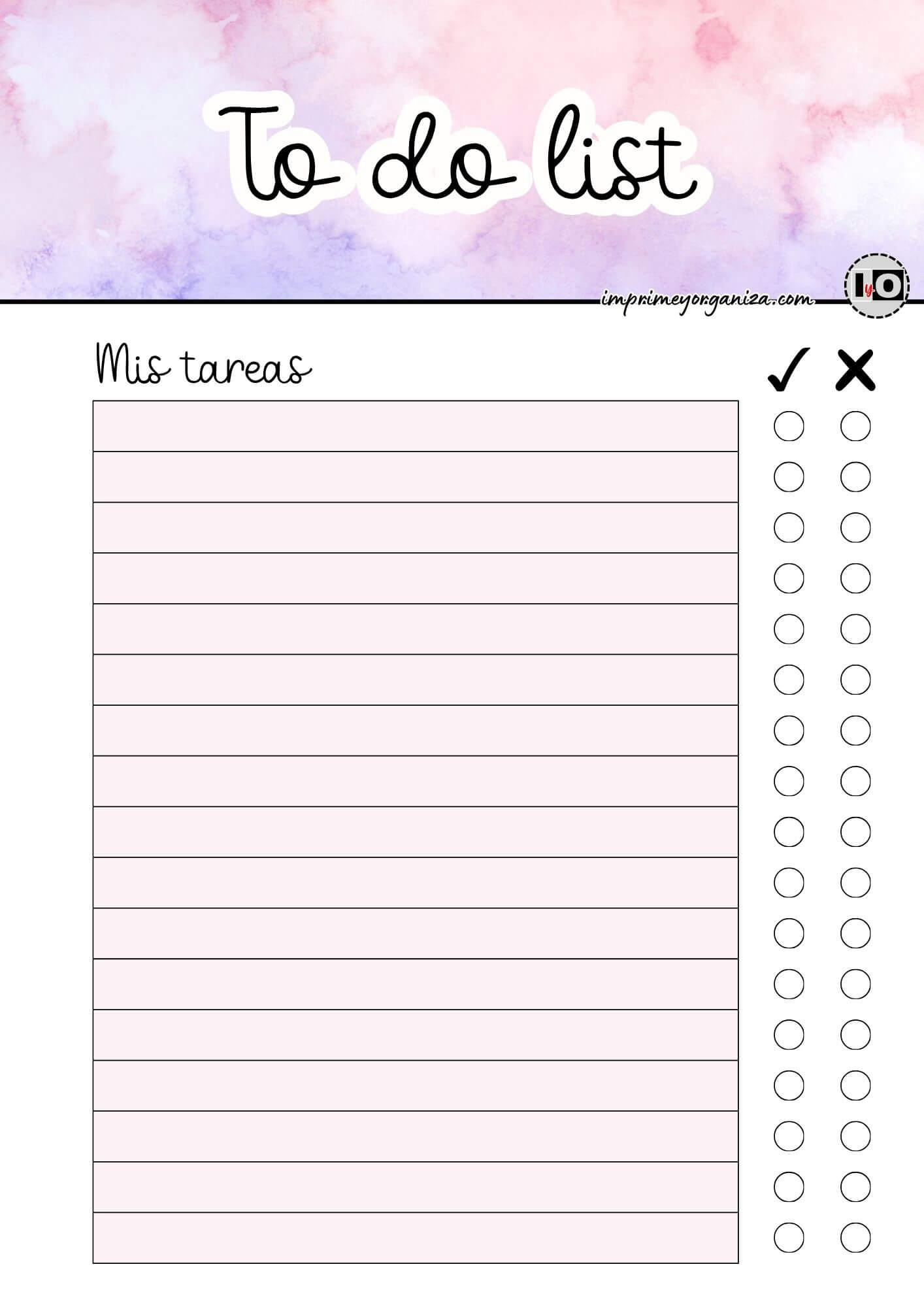 To do list acuarela rosa-lila