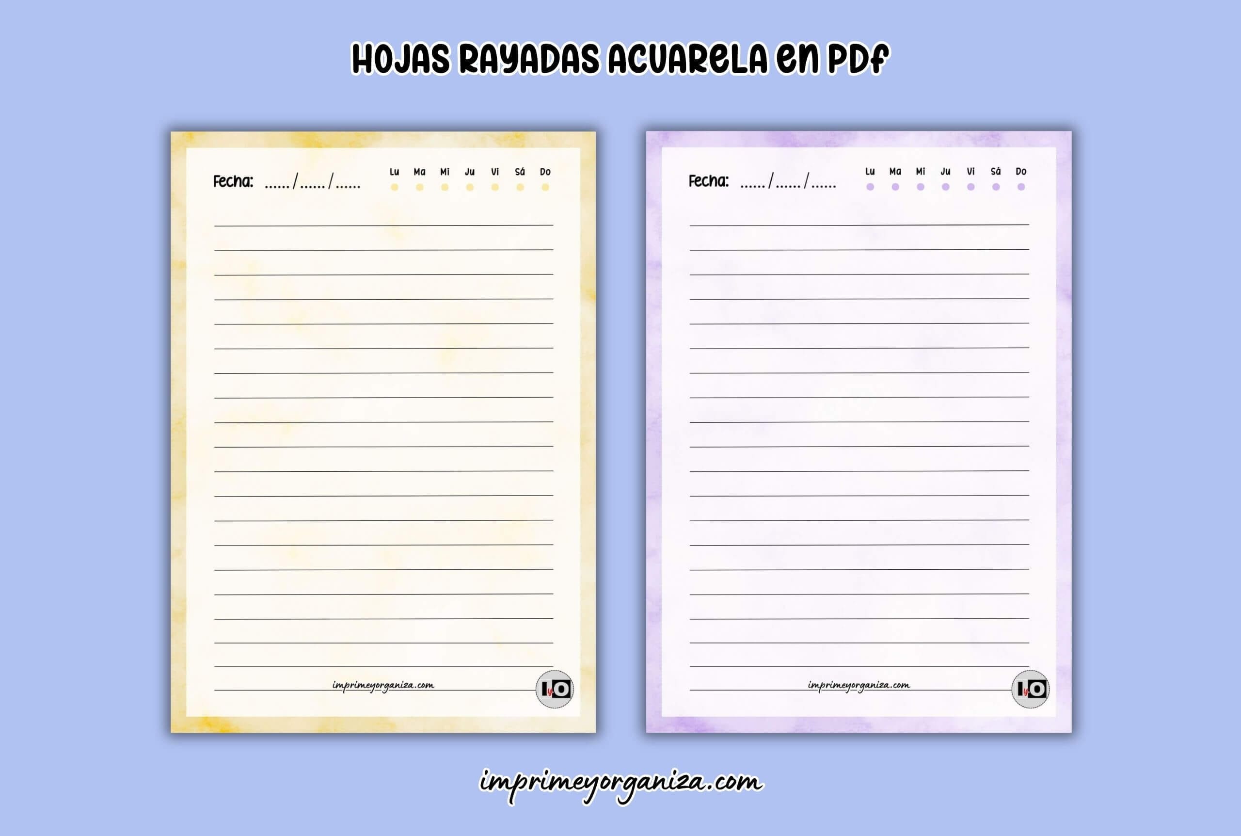 hojas rayadas acuarela imprimibles gratis