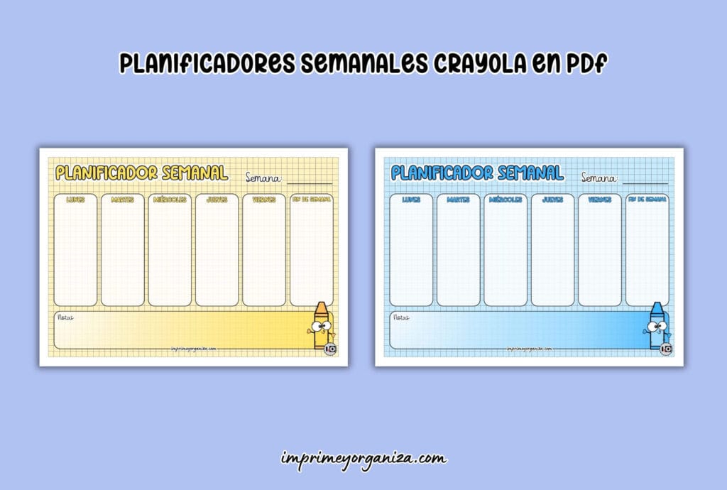 planificadores semanales crayola para imprimir gratis