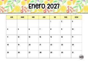 Calendario Mensual 2027 Frutas Aesthetic