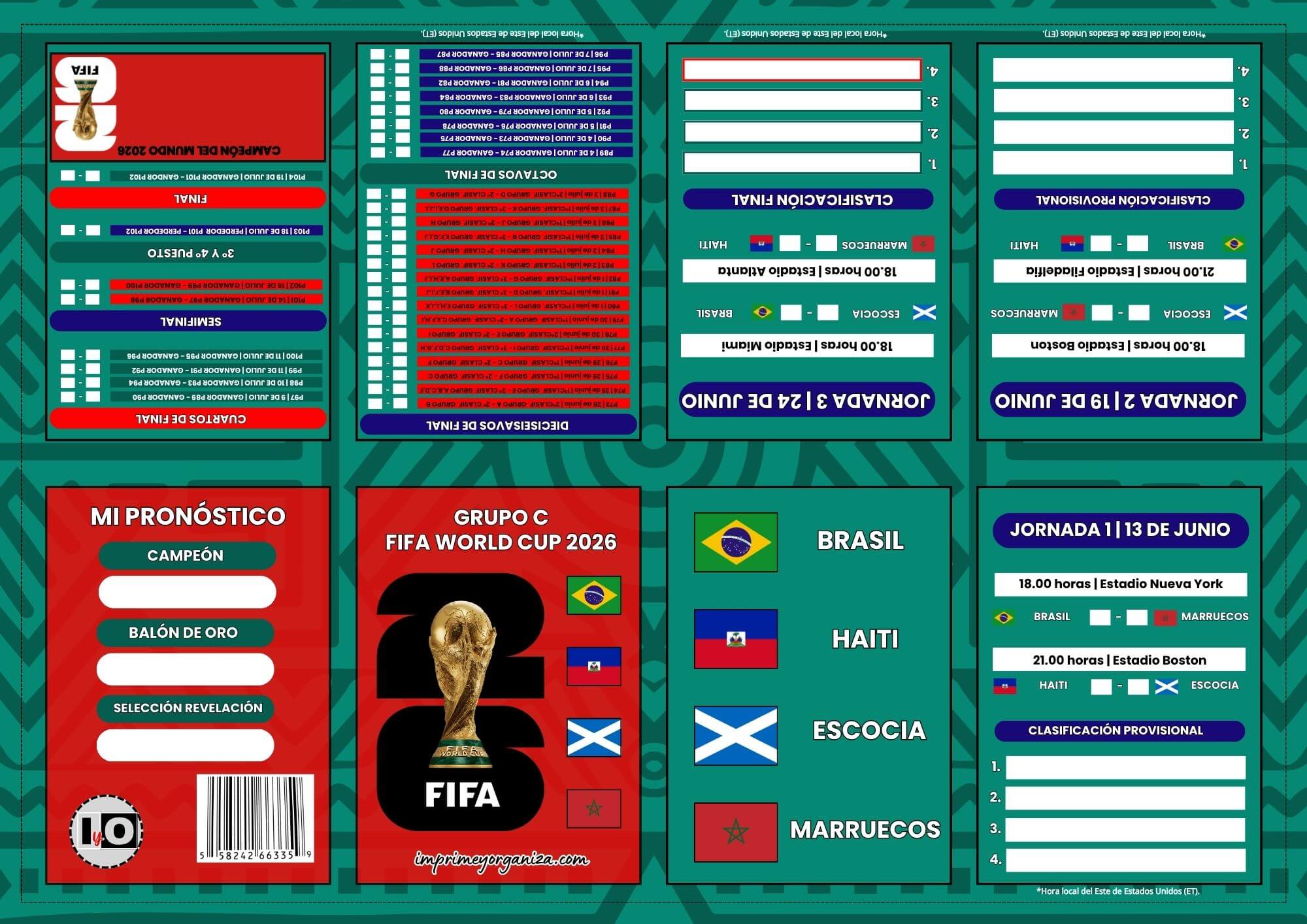 Fixture Fase de Grupos C Mundial 2026
