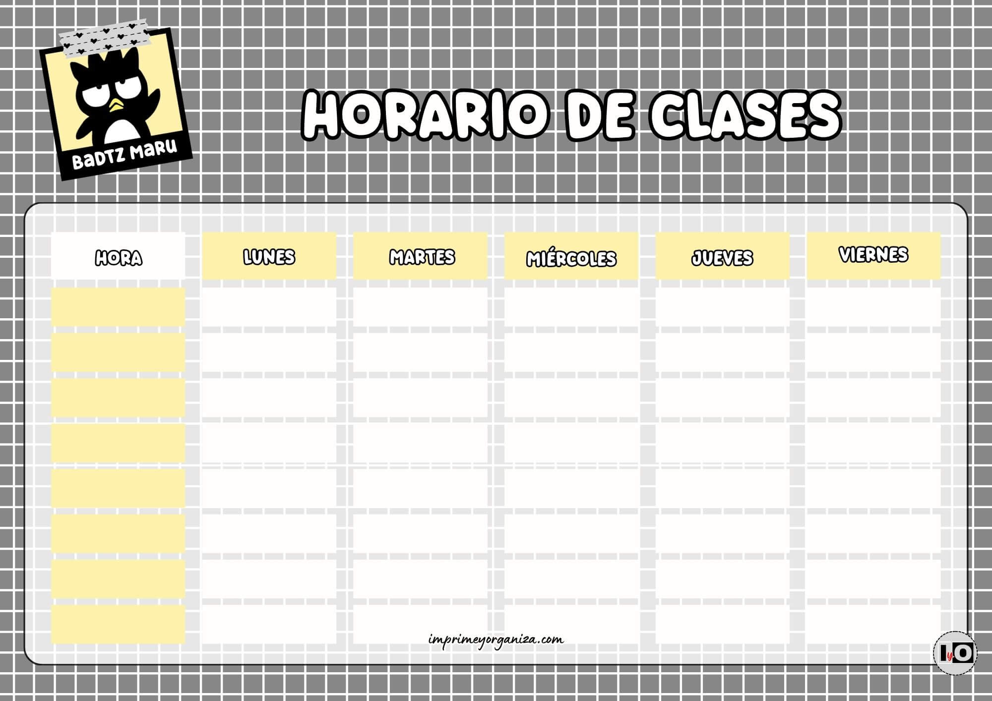 Horario de clases Badtz Maru