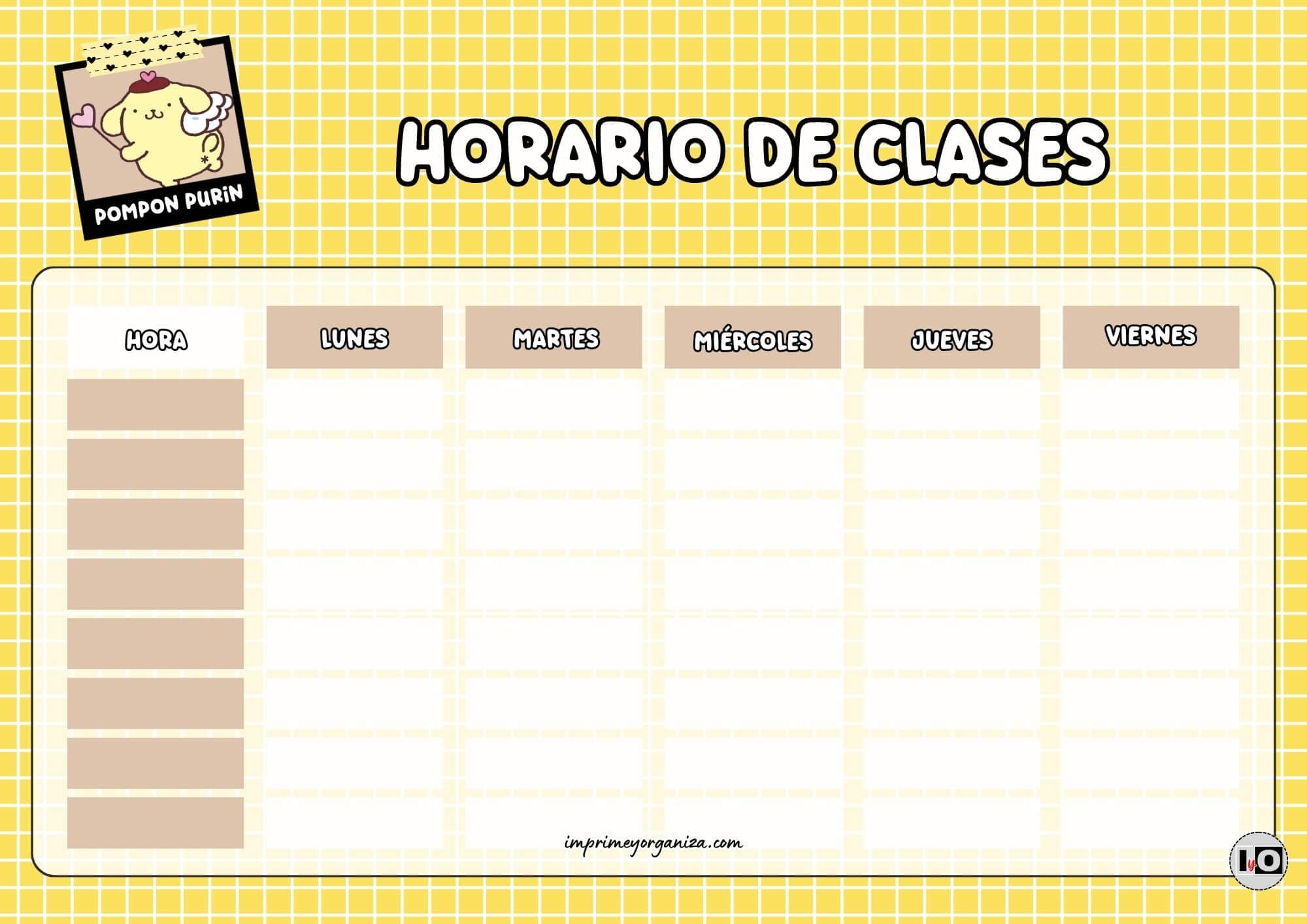 Horario de clases Pompon Purin