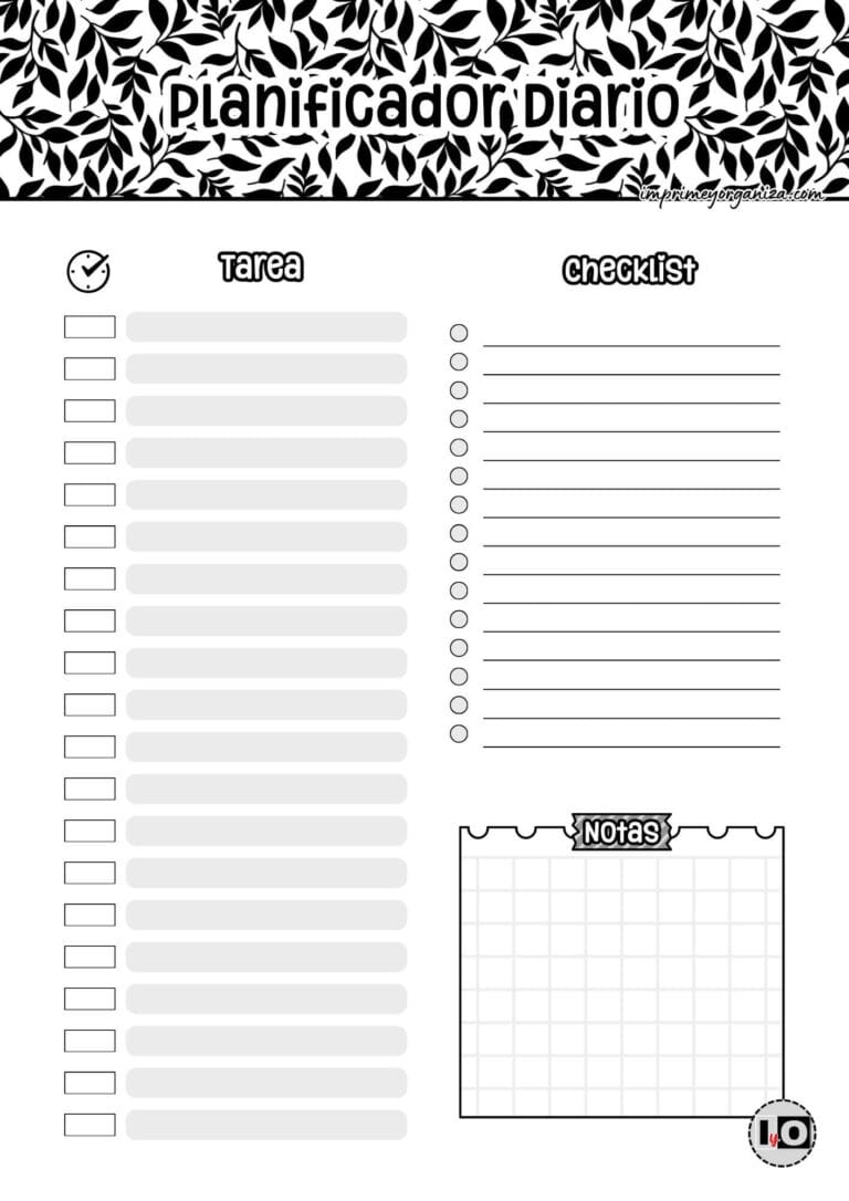 Planificador Diario Hojas