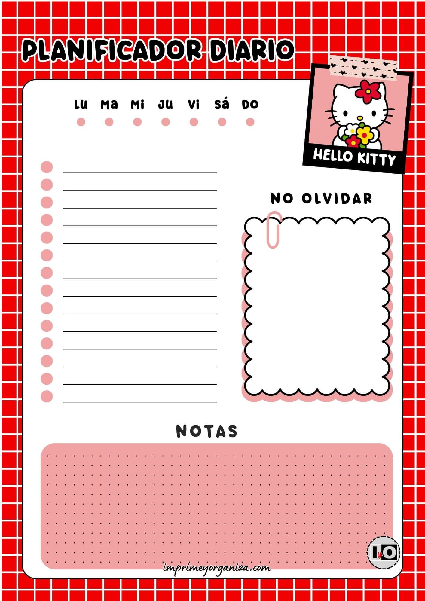 Planificador Diario de Hello Kitty