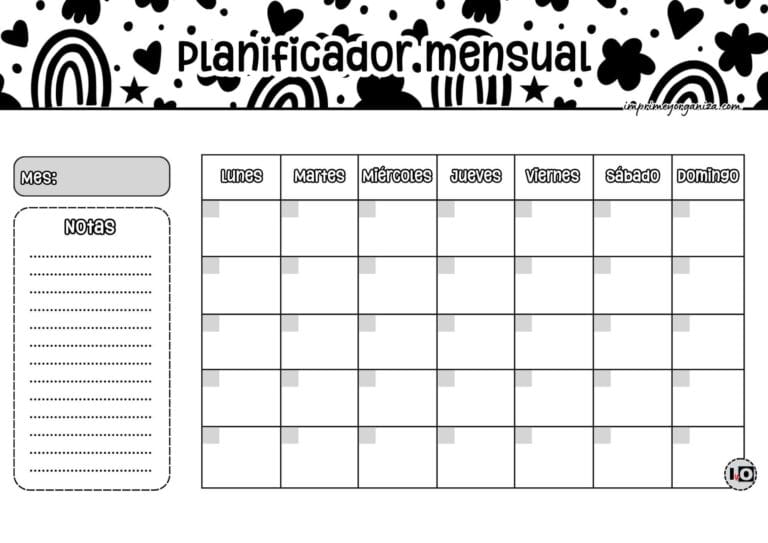 Planificador Mensual Cute