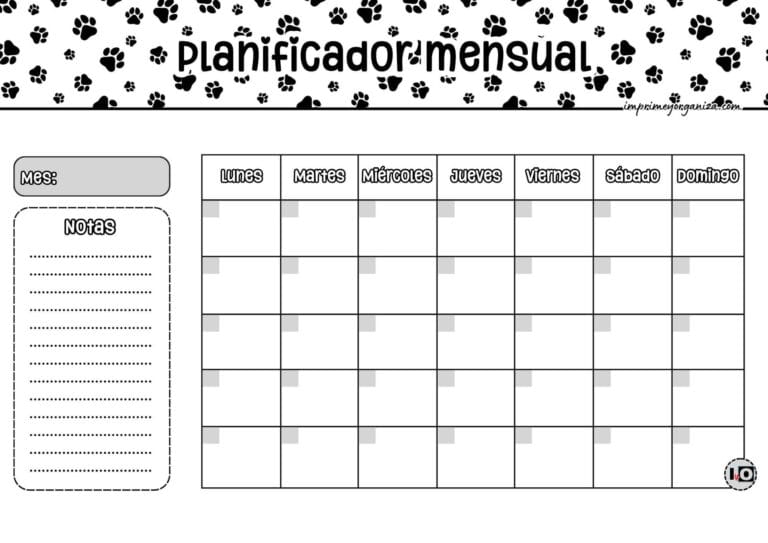 Planificador Mensual Huellas