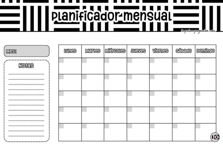 Planificador Mensual Rayas