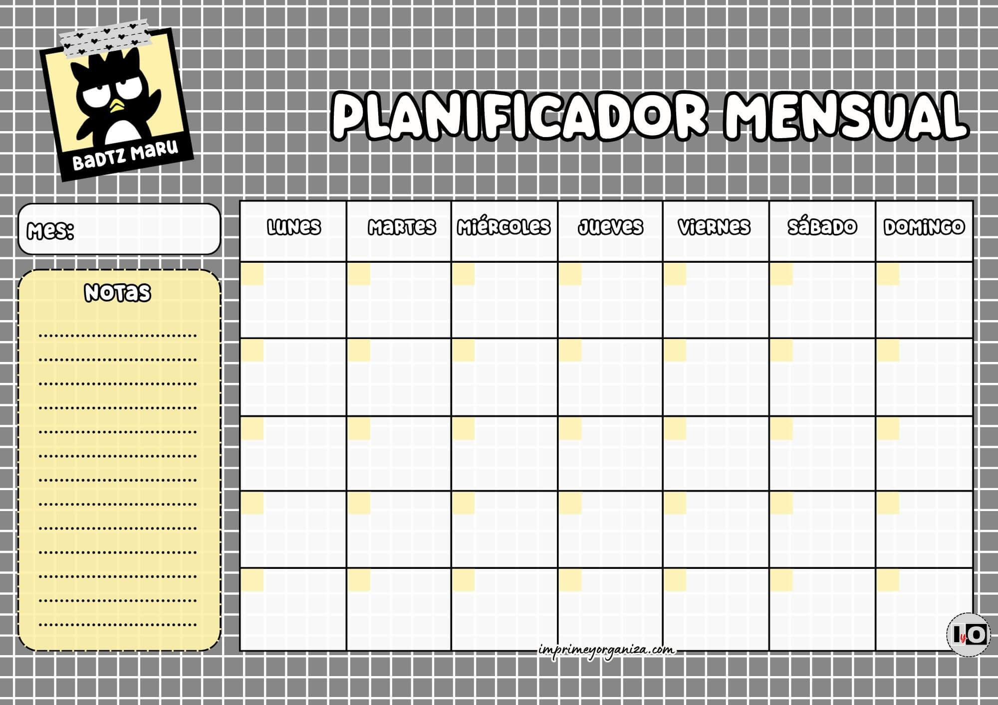 Planificador Mensual de Badtz Maru