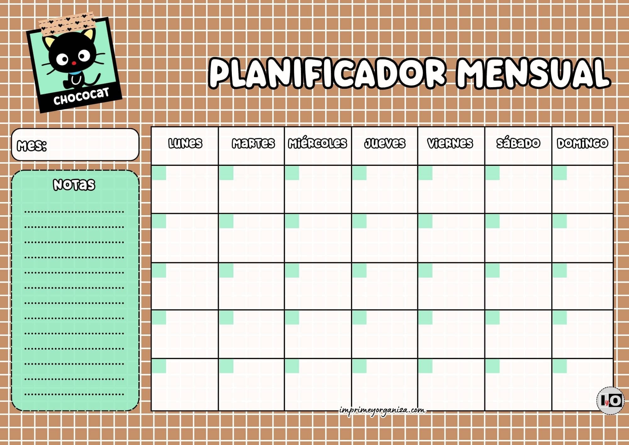 Planificador Mensual de Chococat