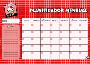 Planificador Mensual de Hello Kitty