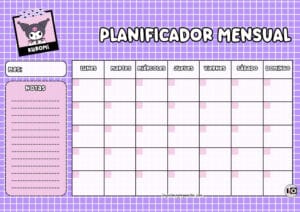 Planificador Mensual de Kuromi