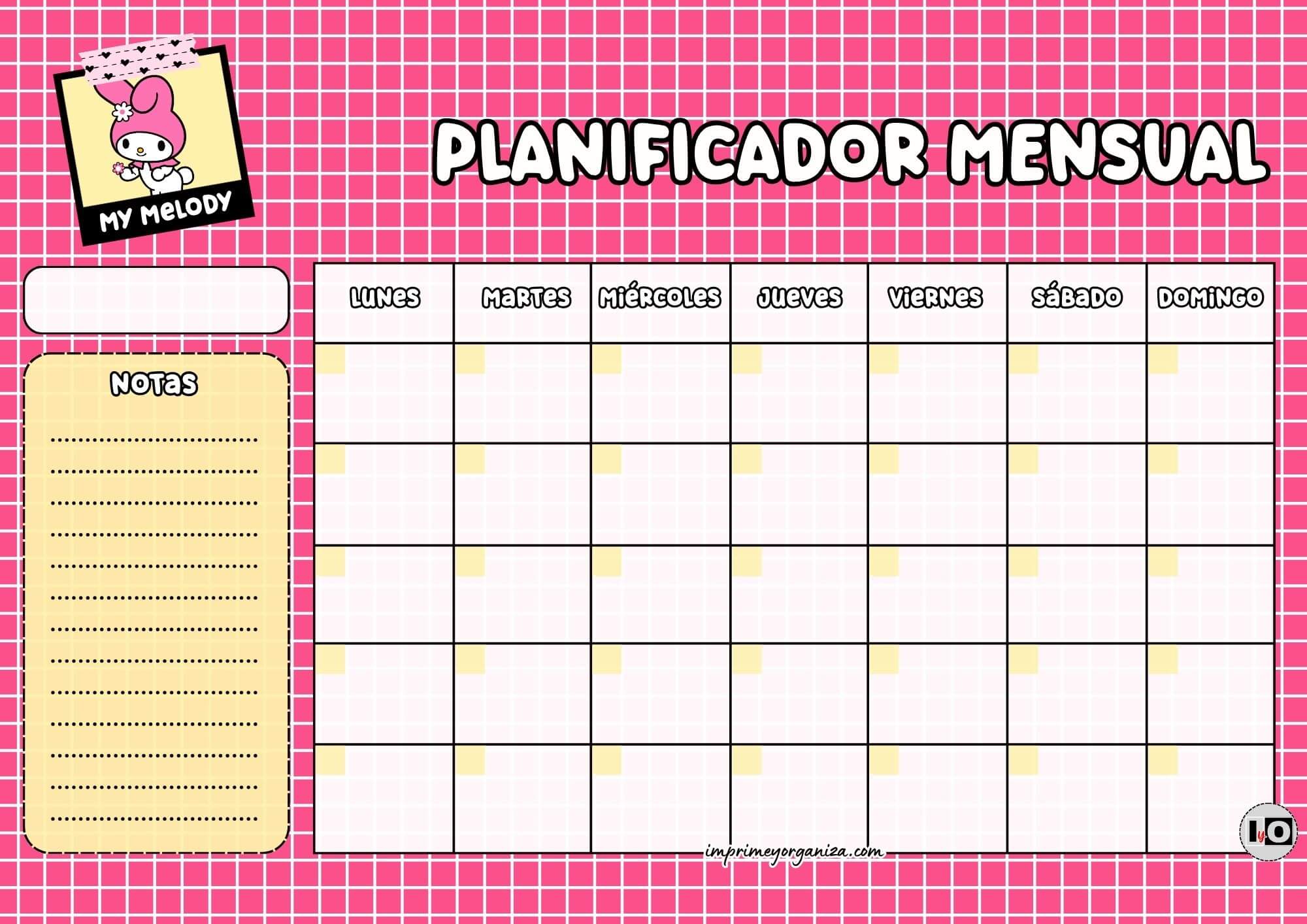 Planificador Mensual de My Melody