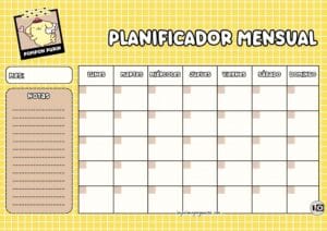 Planificador Mensual de Pompon Purin