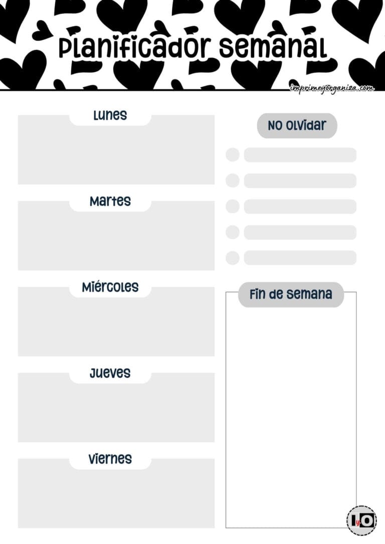 Planificador Semanal Corazones
