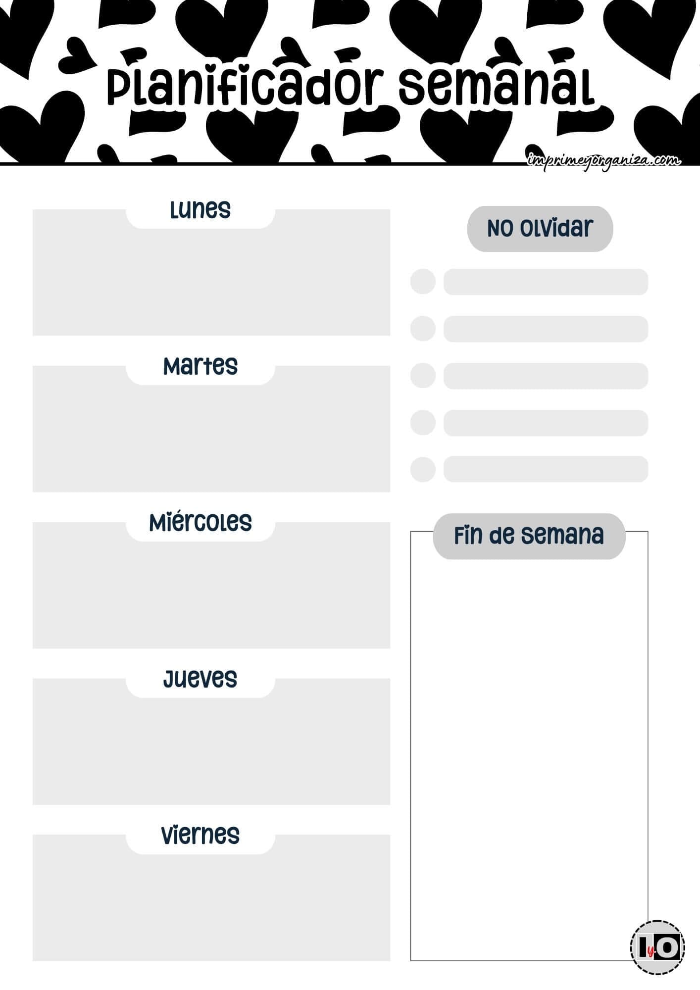 Planificador Semanal Corazones