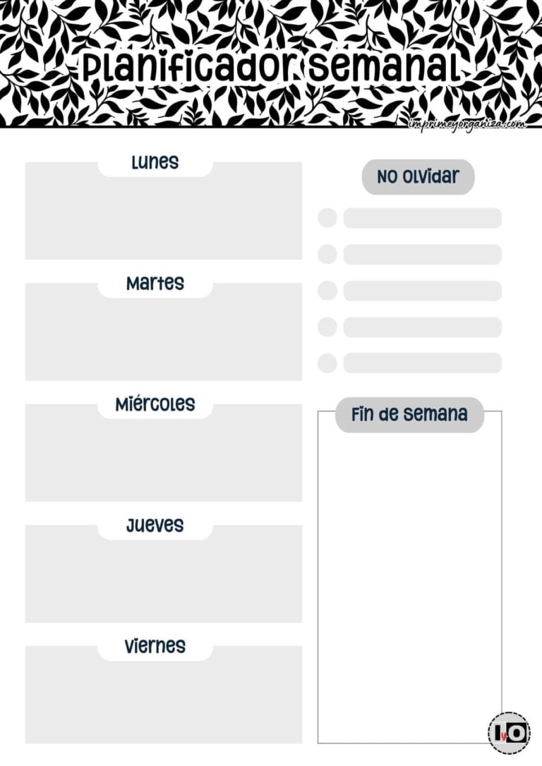 Planificador Semanal Hojas