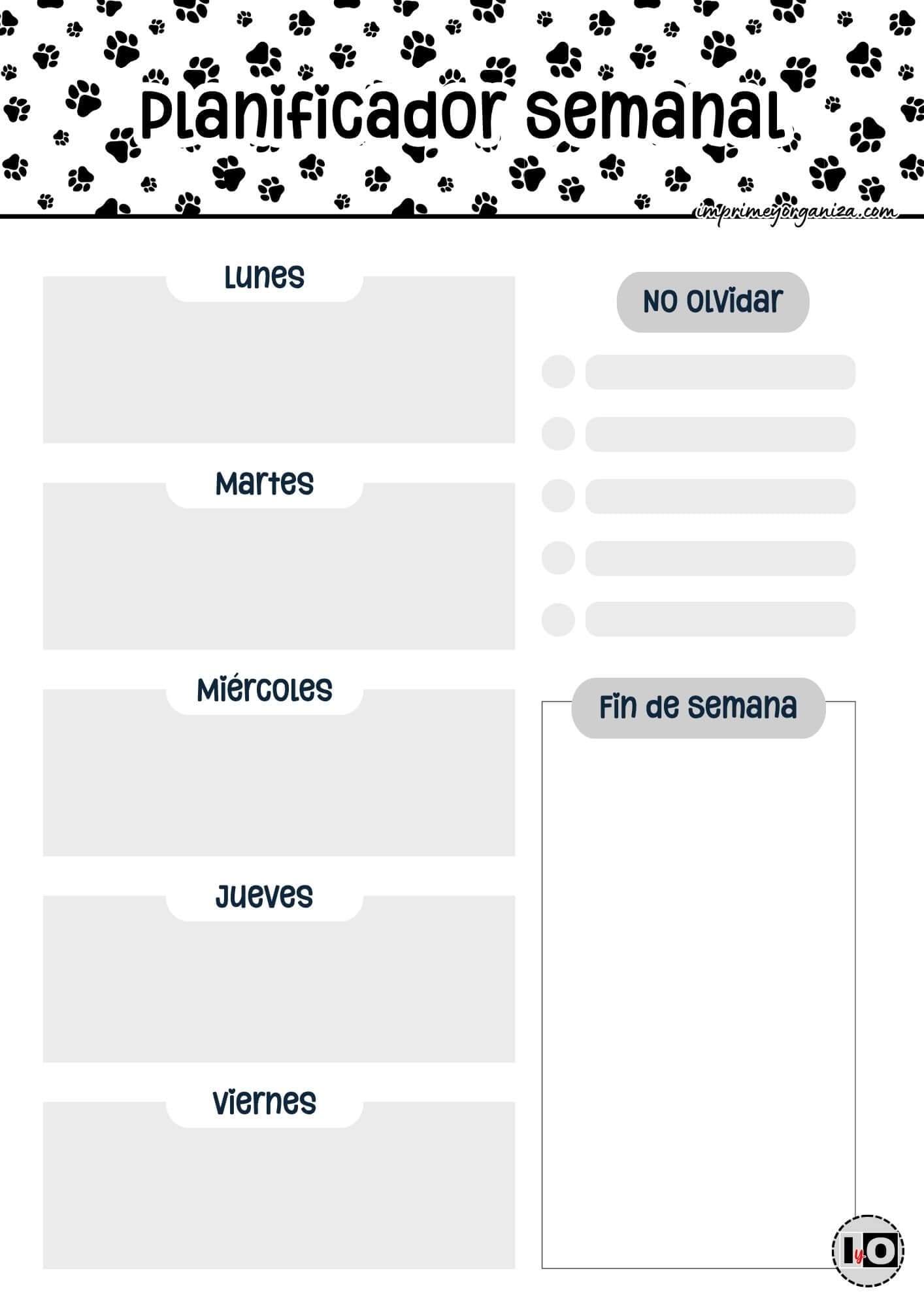Planificador Semanal Huellas