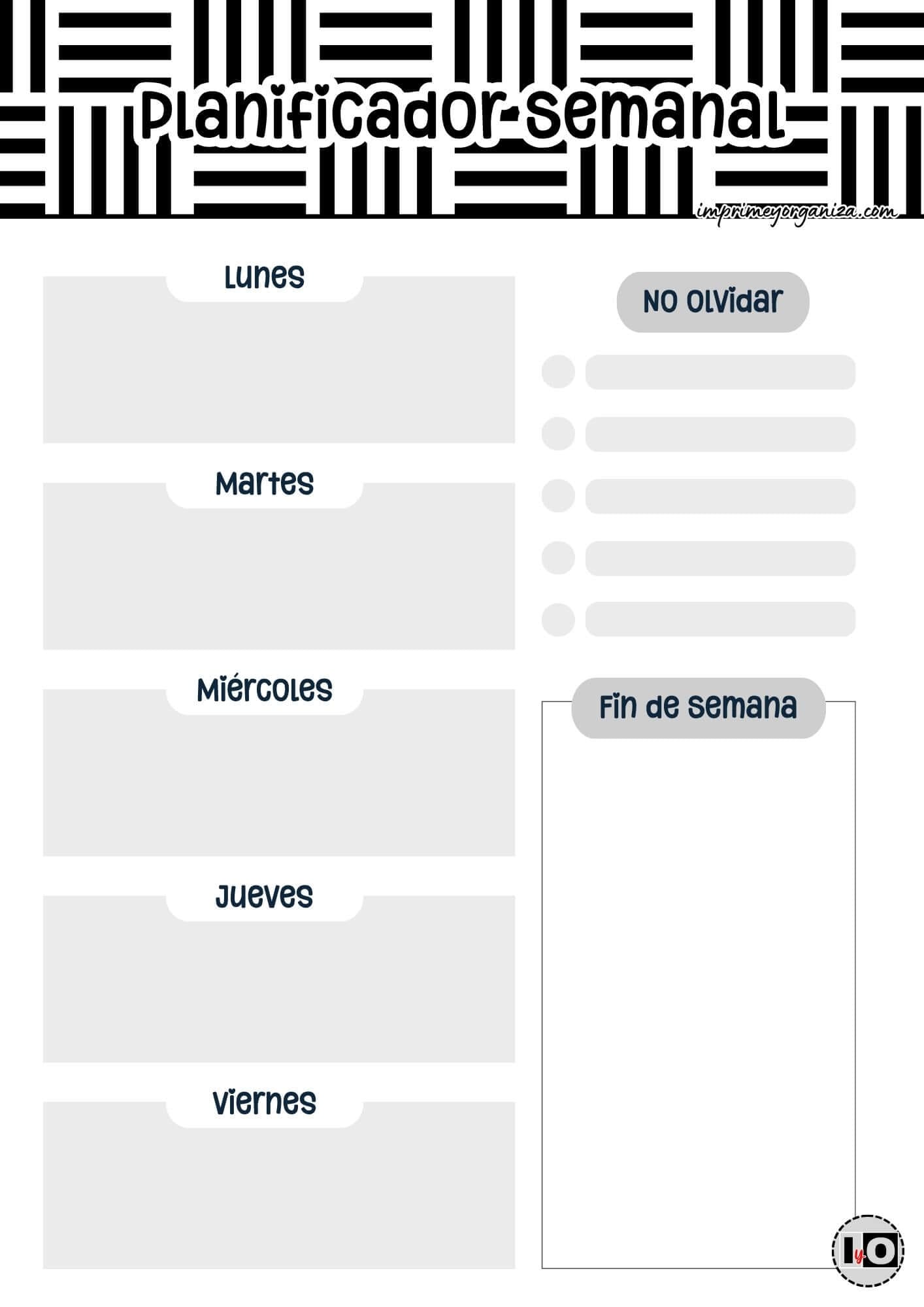 Planificador Semanal Rayas