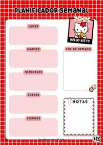 Planificador Semanal de Hello Kitty