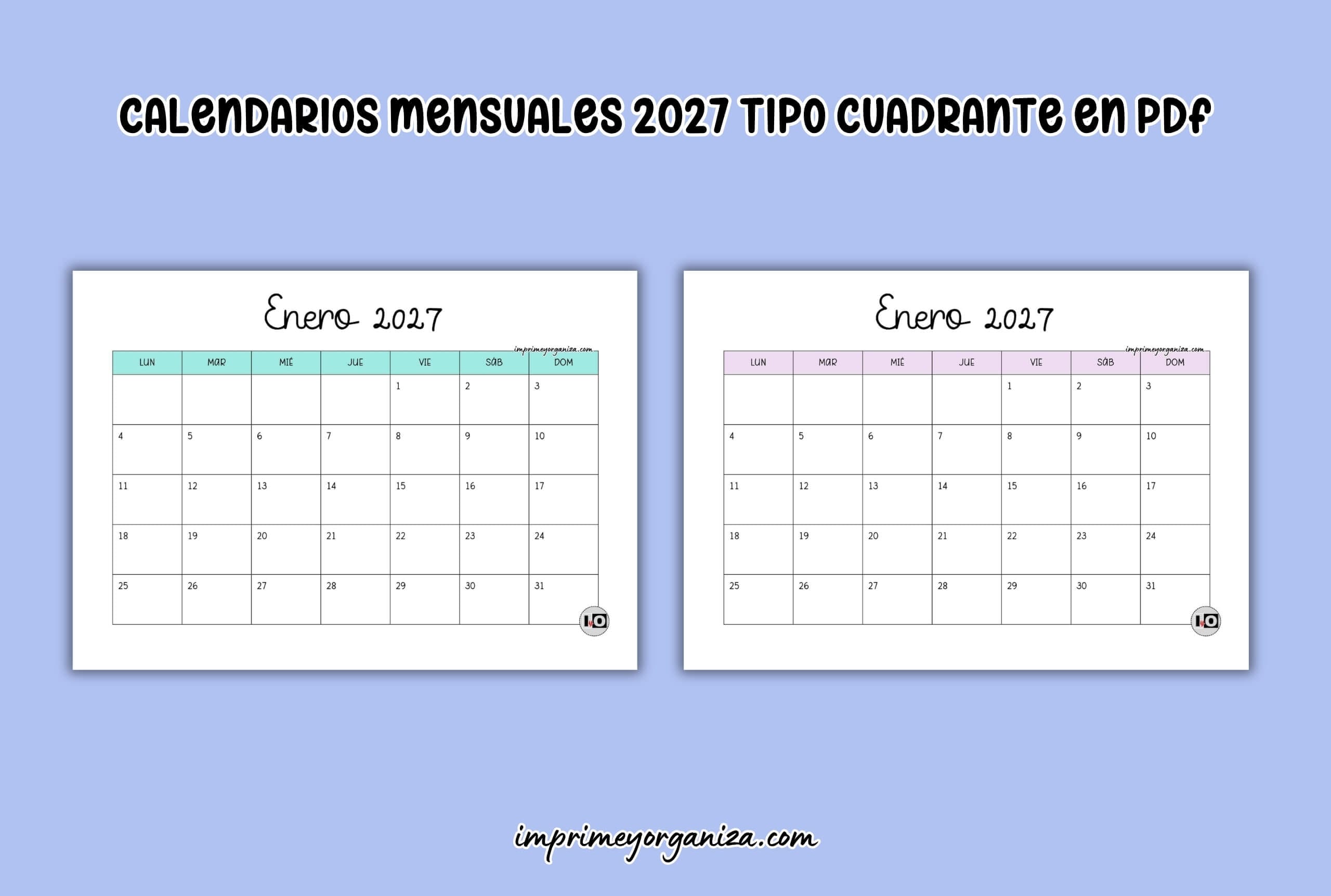 calendarios cuadrante 2027 para imprimir gratis