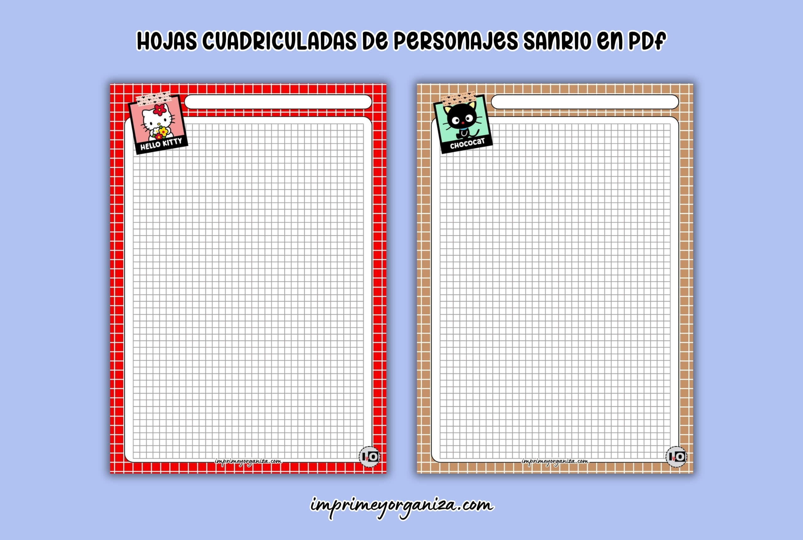 hojas cuadriculadas de personajes sanrio para imprimir en PDF gratis