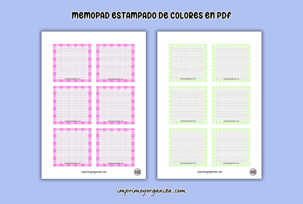 hojas memopad bloc de notas estampado tartan de colores para imprimir gratis