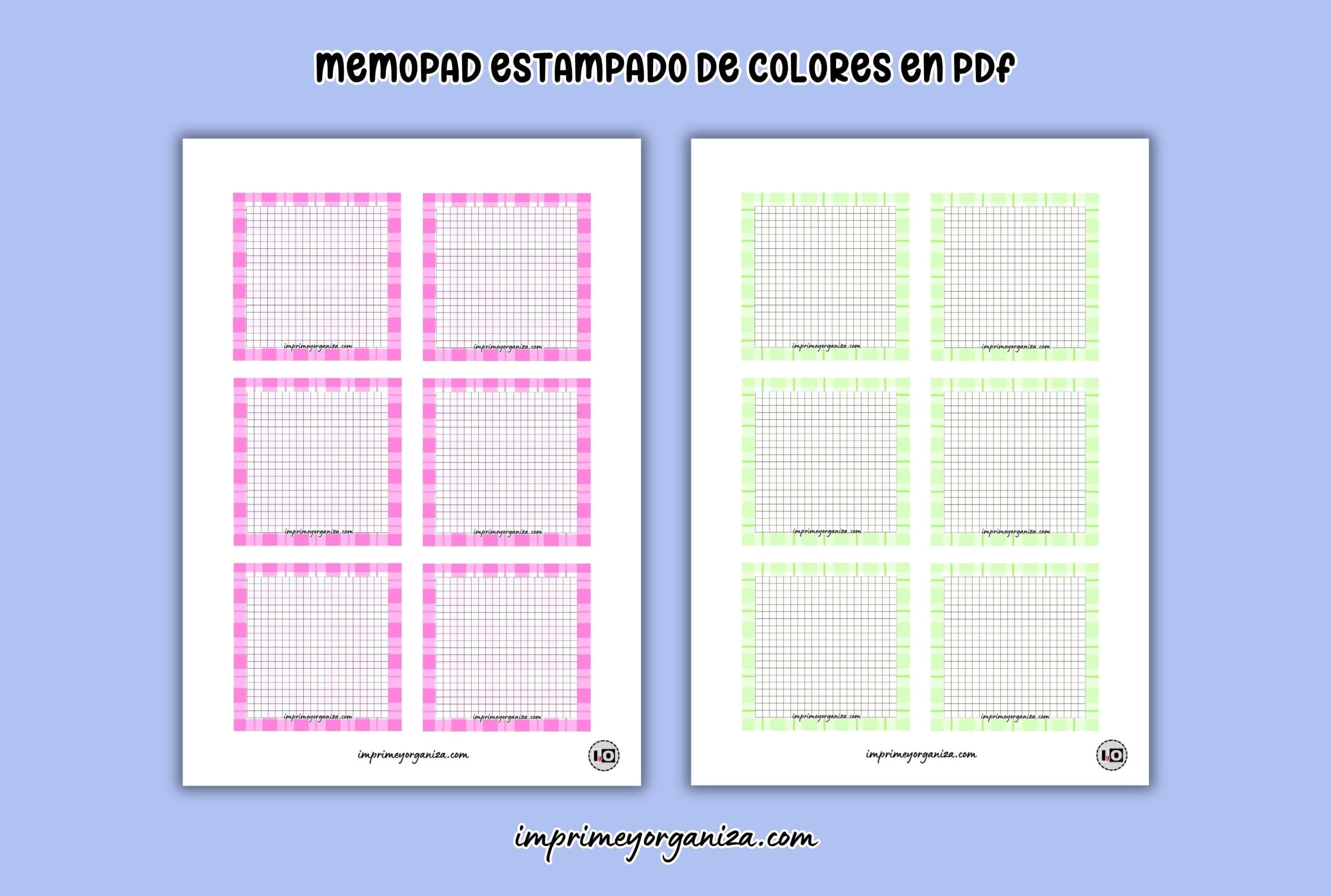 hojas memopad bloc de notas estampado tartan de colores para imprimir gratis