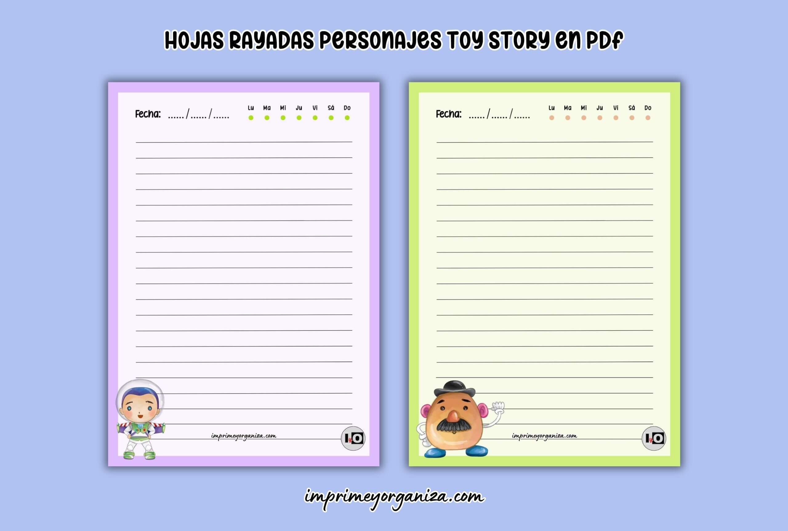hojas rayadas toy story para imprimir gratis