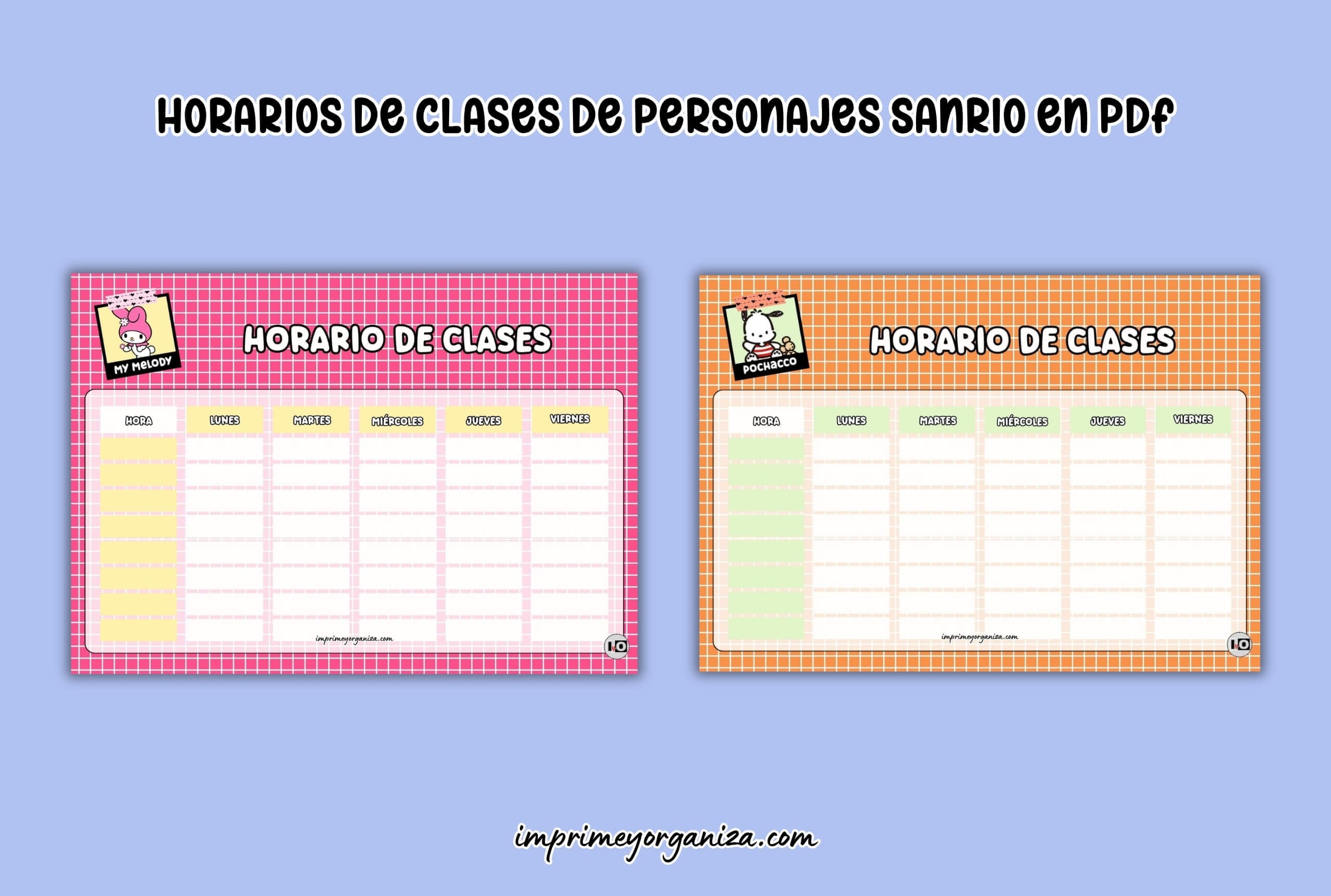 horarios de clases de los personajes sanrio para imprimir en PDF gratis