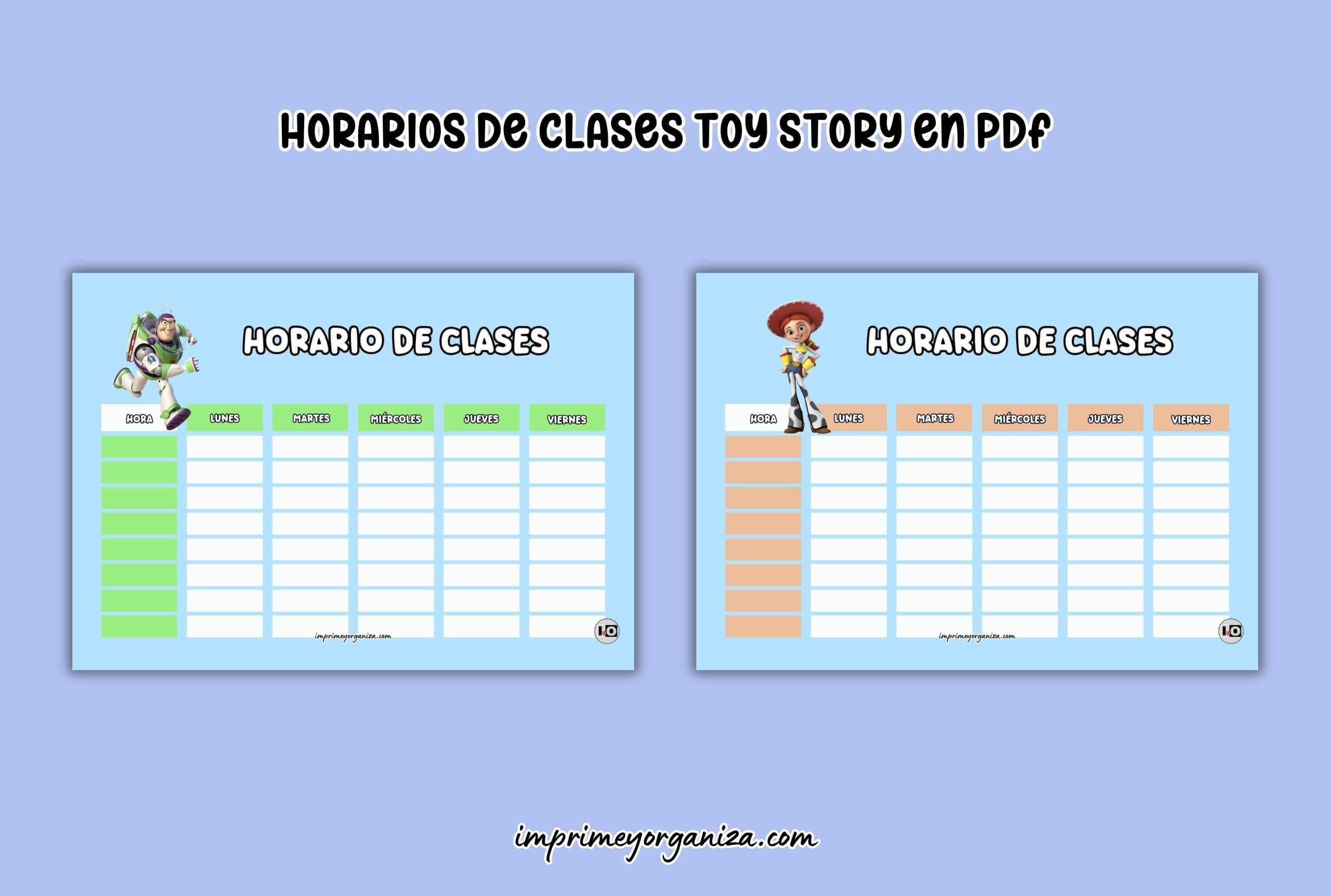 horarios de clases toy story para imprimir gratis