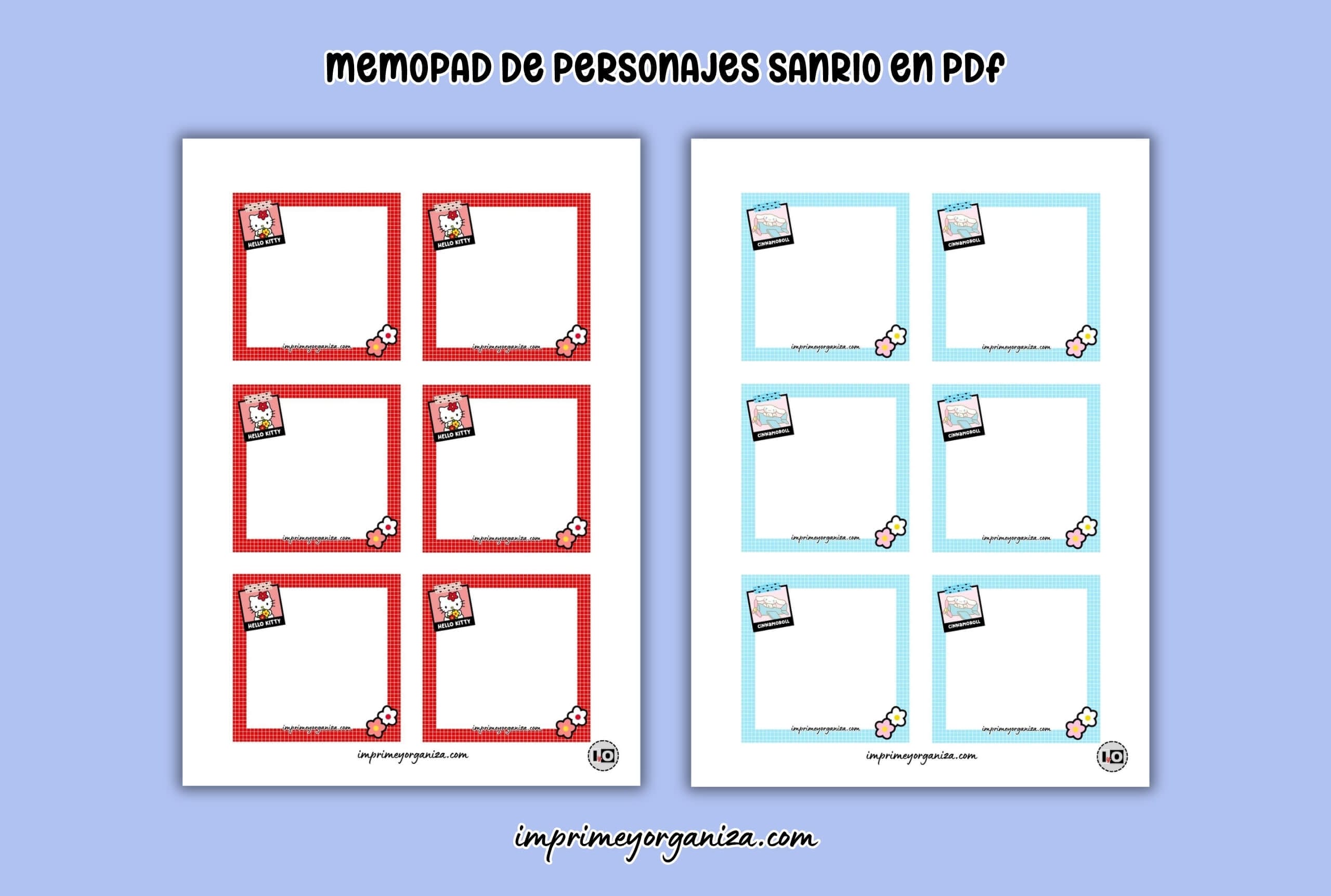 memopads de personajes sanrio para imprimir en PDF gratis