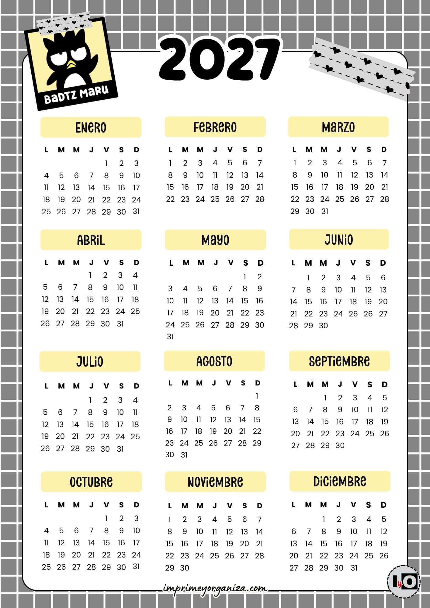 Calendario 2027 de Badtz Maru