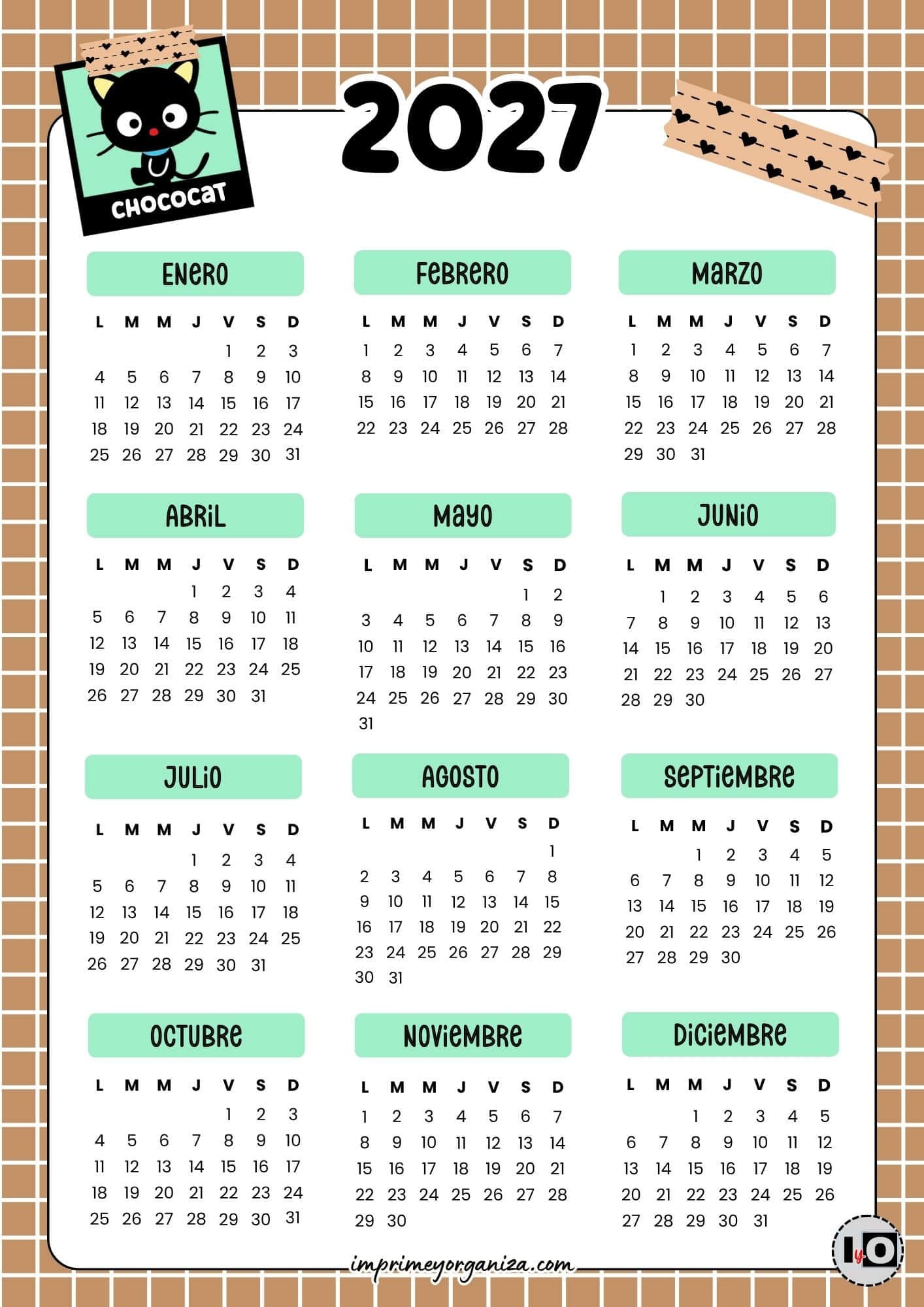 Calendario 2027 de Chococat