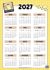Calendario 2027 de Pompon Purin