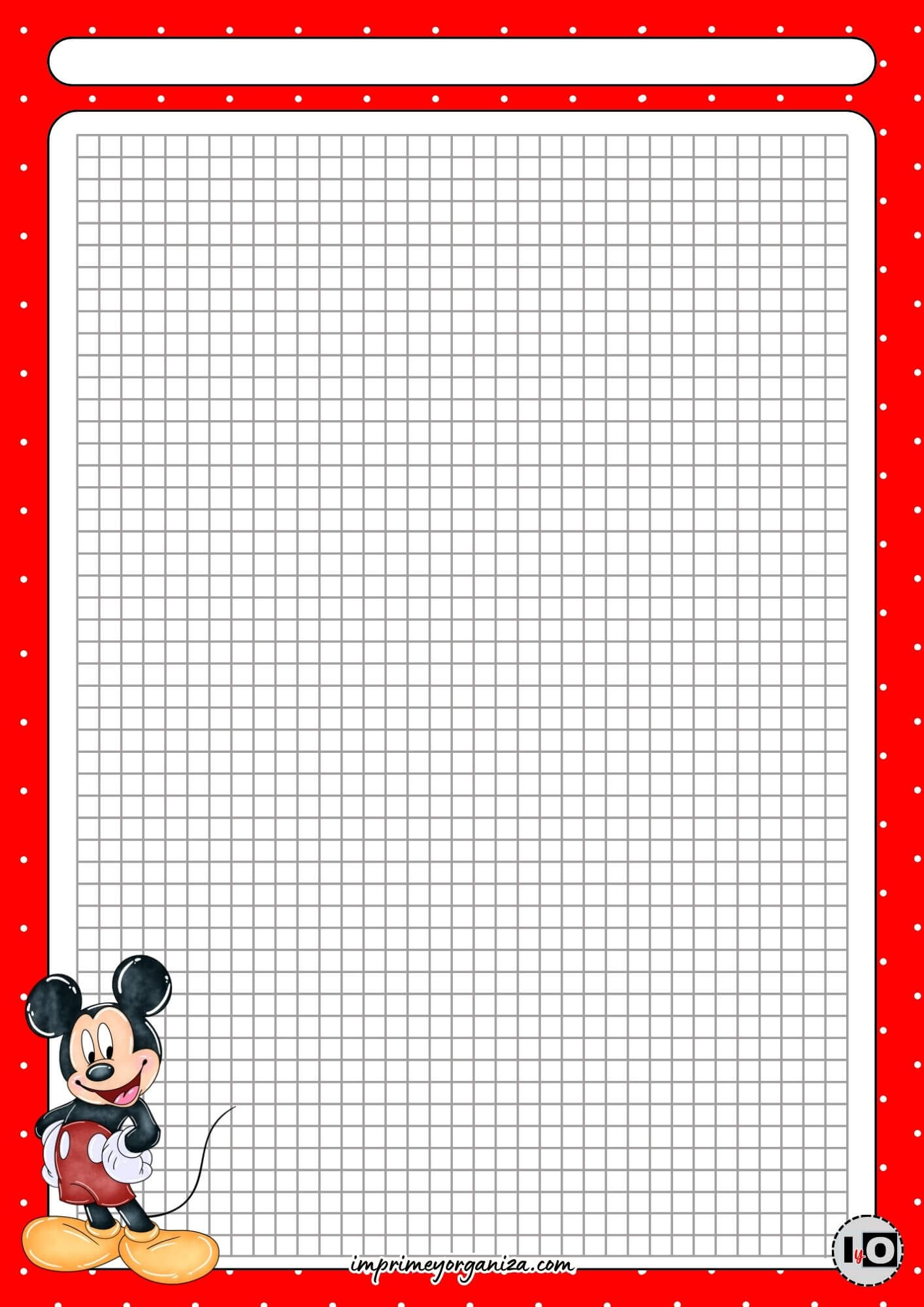 Hoja cuadriculada Mickey Mouse