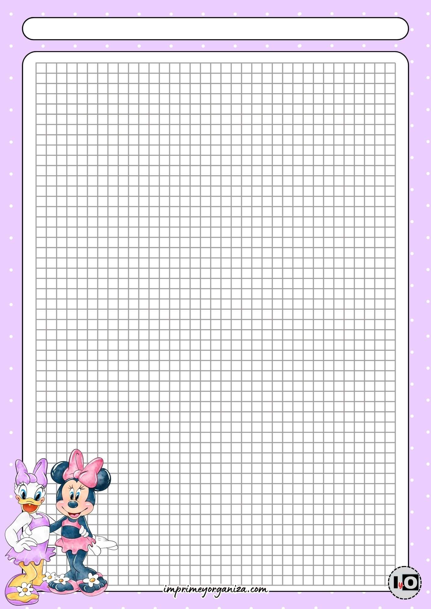 Hoja cuadriculada Minnie y Daisy