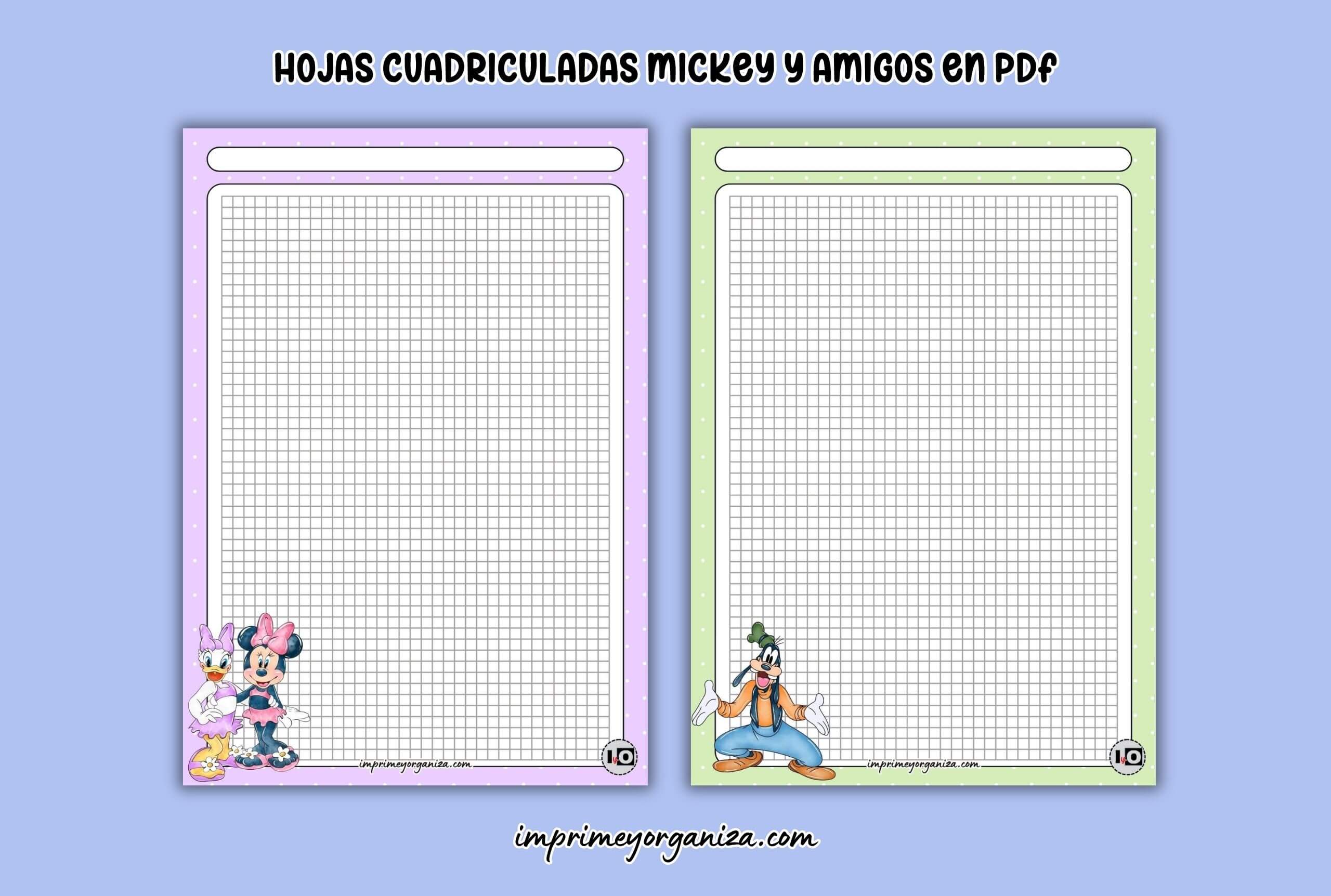 hojas cuadriculadas de mickey mouse y sus amigos para imprimir en PDF gratis