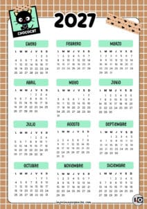 Calendario 2027 Chococat