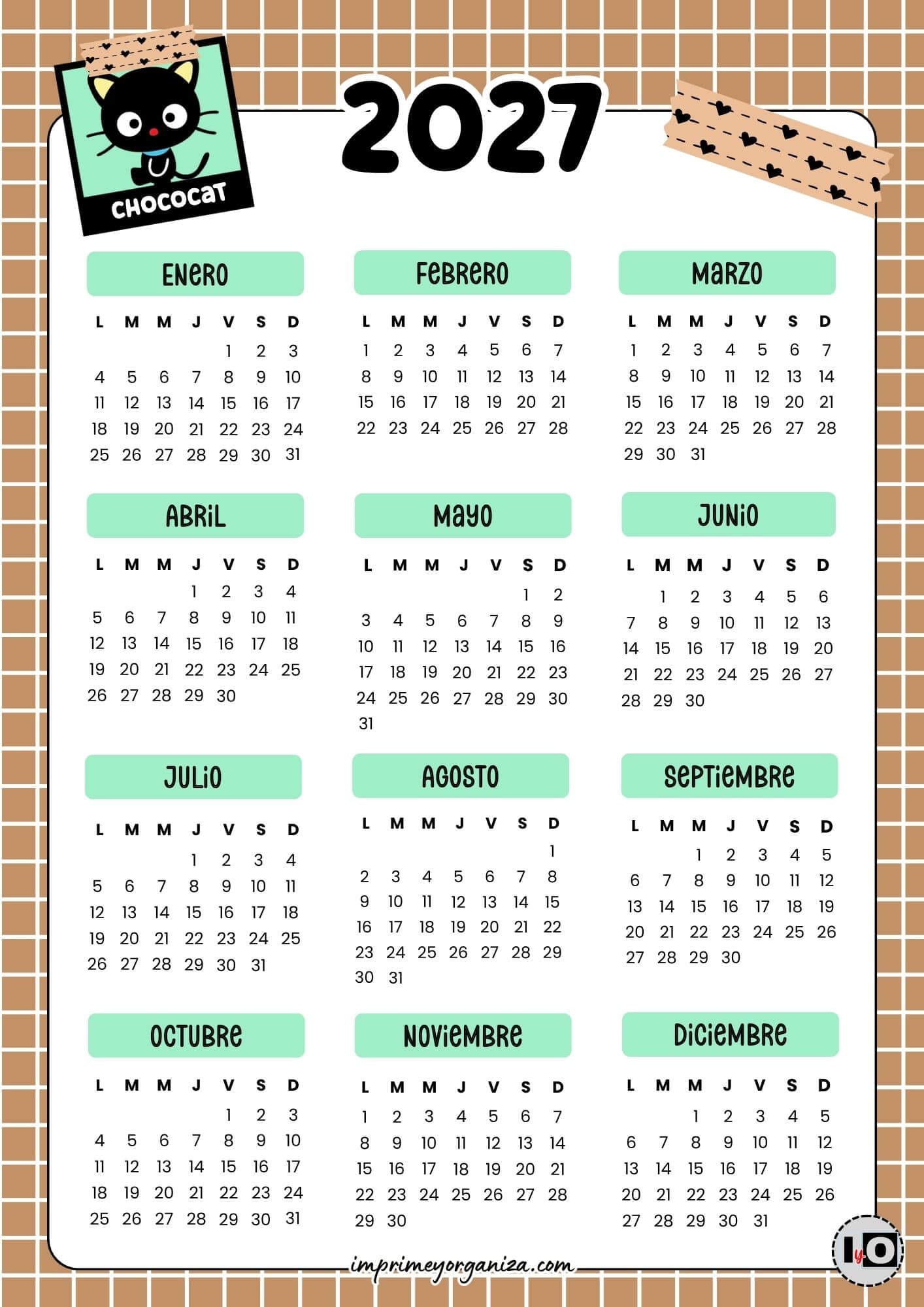 Calendario 2027 Chococat