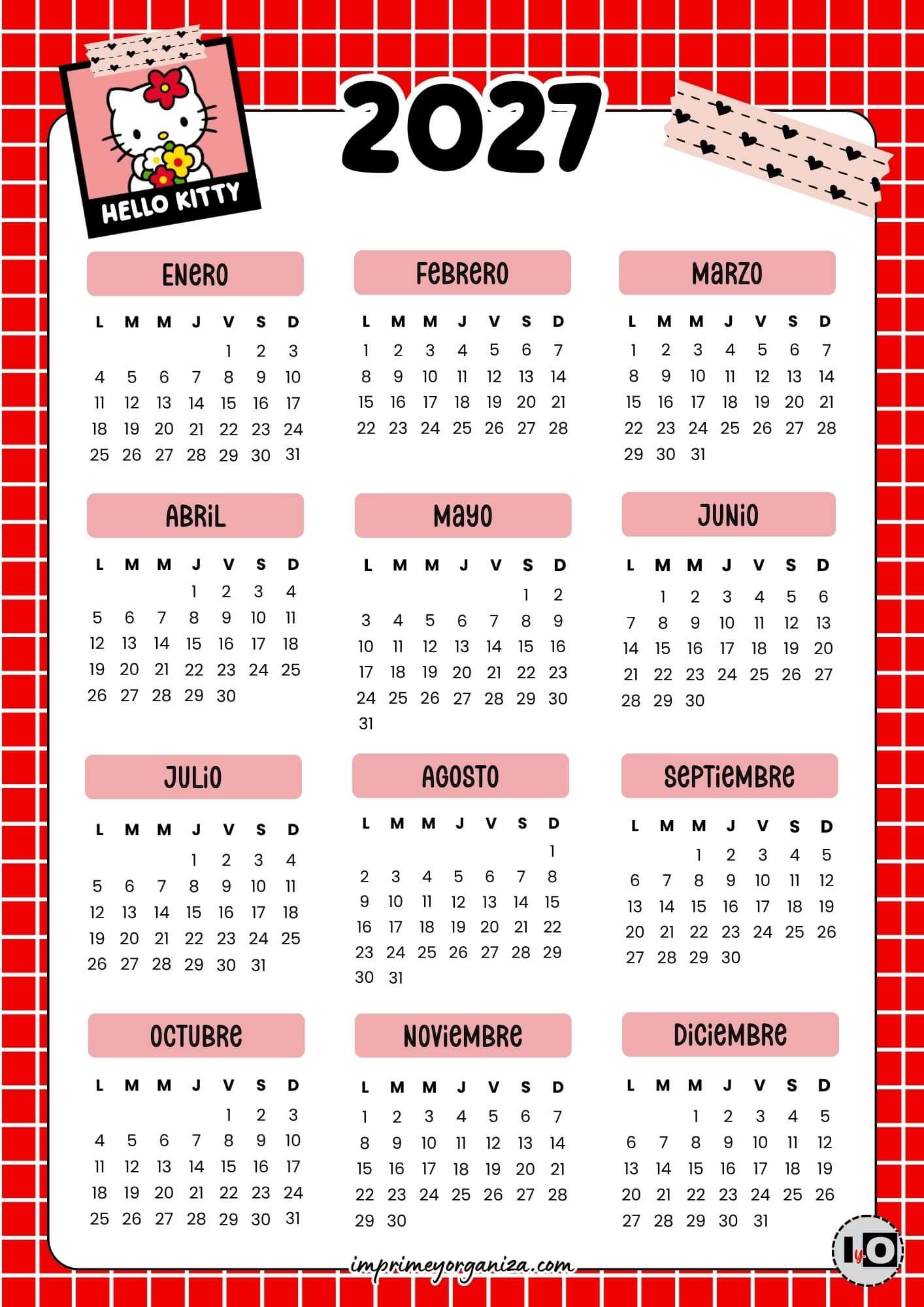 Calendario 2027 Hello Kitty