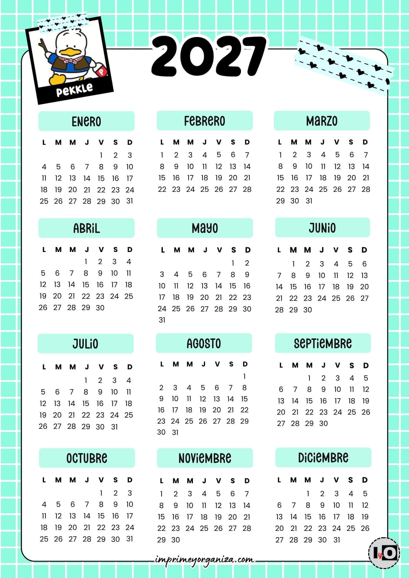 Calendario 2027 Pekkle