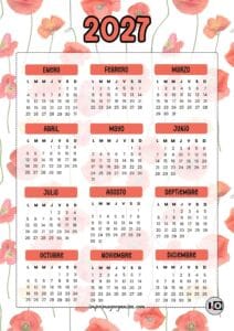 Calendario Anual 2027 Amapolas